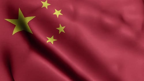 Realistic Waving Flag of China Loop Animation