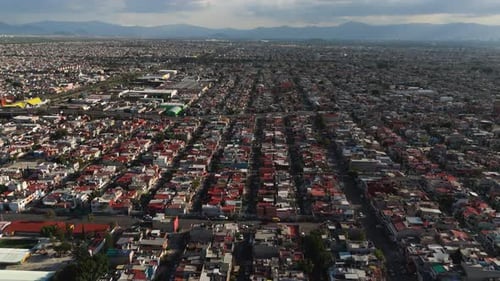 Aerial view extensive and densely populated metropolitan area of Mexico City, captured with a drone