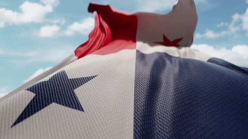 Panama Flag Waving Realistic Animation