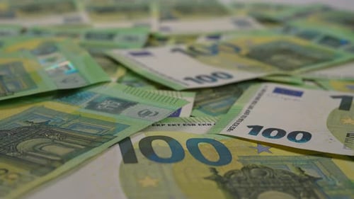 Pile of One Hundred Euro Banknotes