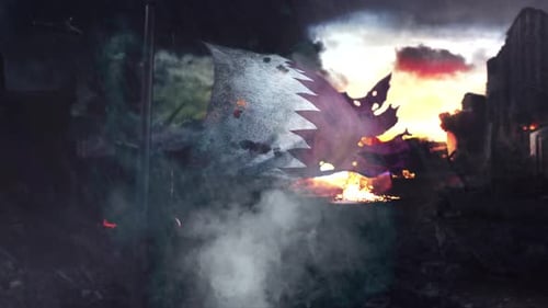 Gritty Flag Reveal in War-Torn City