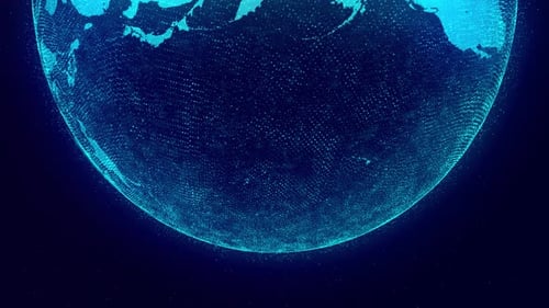 Digital Earth Globe Particle Network Rotation Loop