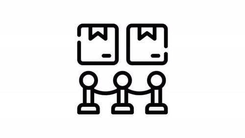 Animated Flat Design Icons: Boxes and Velvet Rope Barrier