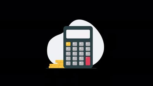 Animated Calculator with Financial Growth Arrow and Coins