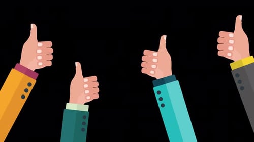 Animated Thumbs Up Approval Hand Gestures Flat Design