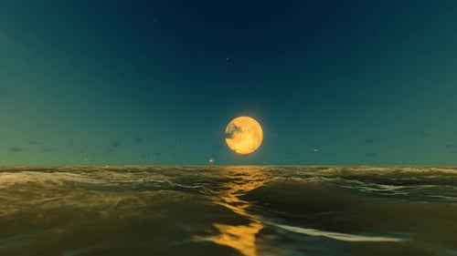 The Moon Rises Over The Sea During The Mid Autumn Festival