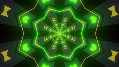 Futuristic tunnel animation with vibrant neon glowing lights