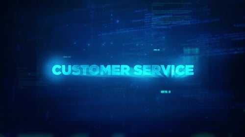 Customer Service Text Reveal with Futuristic Glitch Effect