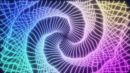 Abstract Neon Glowing Wavy Grid Lines Background Animation