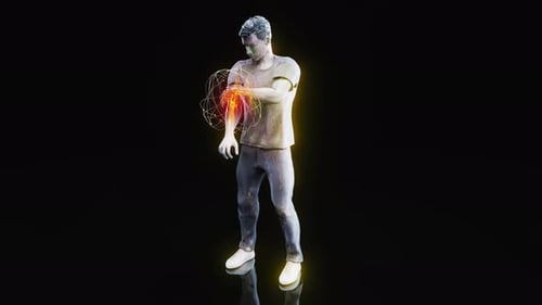4K anatomy concept of an elbow pain