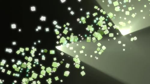 Abstract Green Glowing Cubes and Light Rays Animation