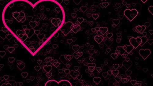 Floating Pink Heart Outlines Seamless Loop Background