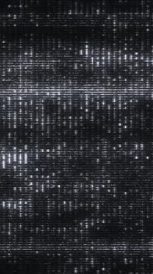 Retro Monochrome TV Static Noise with Vertical Glitch Distortion Background