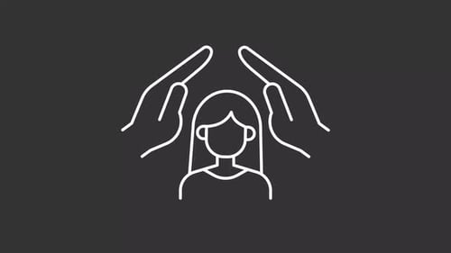 Minimalist Line Animation of Hands Protecting a Person