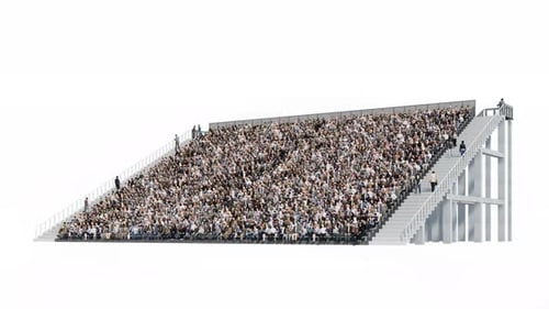 Large Crowd on Stadium Grandstand,3D Animation on Alpha Channel