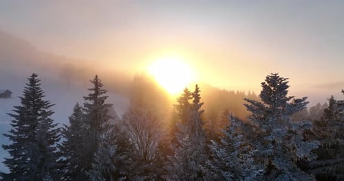 Aerial view of winter wonderland nature landscape