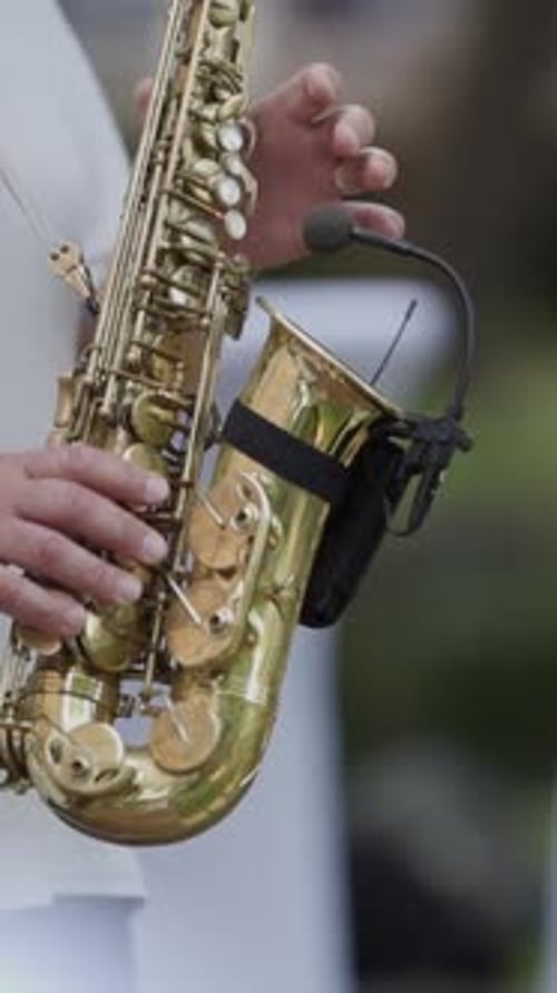 Musician Playing Saxophone at Outdoor Event