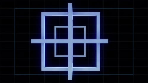 Abstract Glowing Geometric Cube Frames Rotating Loop