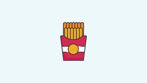 Animated French Fries Icon Flat Design