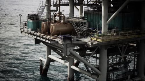 Old Oil Rig Platform in the Ocean