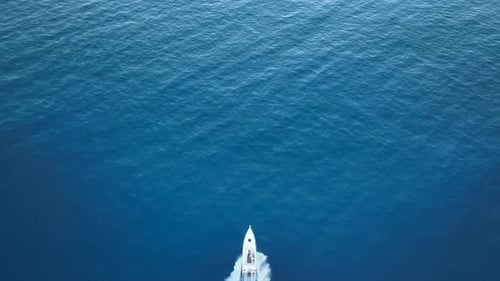 This is an Art Trip on a Sports Boat Aerial View 4 K