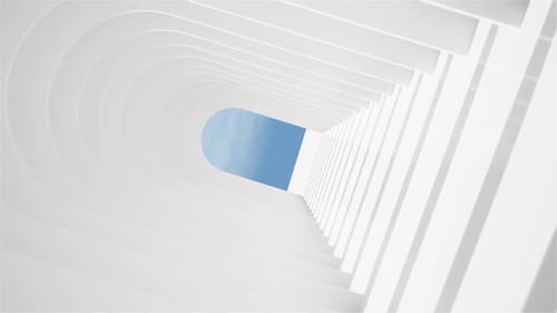 Geometric White Corridor Animation with Dynamic Light and Shadows