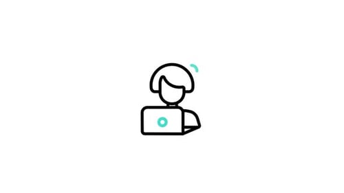 Animated Flat Design Icon: Person Working on Laptop