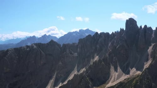 Magnificent View of Italian Alps Tre Cime Di Lavaredo Mountain Range From an Airplane