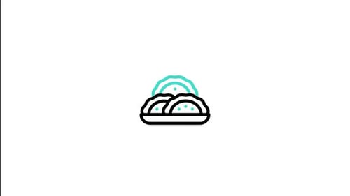 Flat Design Animated Icon of Hot Food Plate