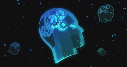 Digitales Konzept für künstliche Intelligenz, Symbol, Schleife, KI-Kopf