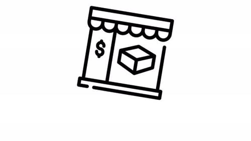 Animated Line Art E-commerce Store Icon with Package