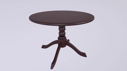 Rotating 3D Wooden Round Table Animation