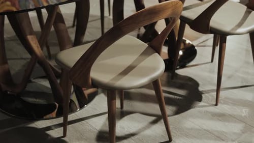 Modern Wood and Glass Table with Sleek Chairs