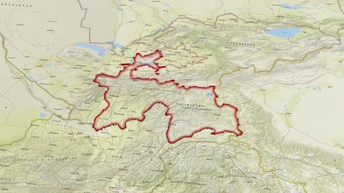 Tajikistan Country Map Animated Border Highlight