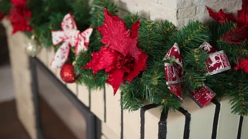 Christmas and Happy New Year Eve Decorations Cosy Fire Place Winter Holidays