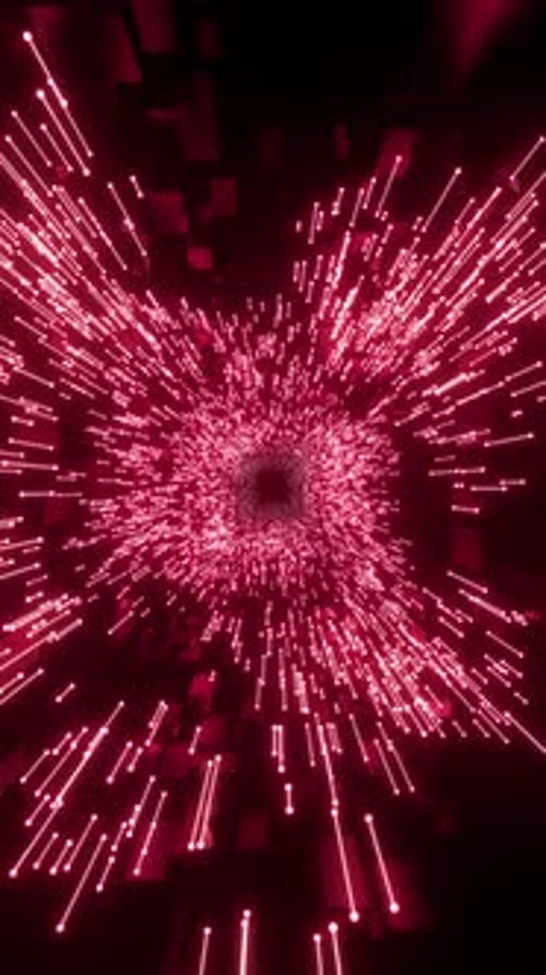 3D Illustration of Glowing Red Dot Connected with Lines Moving in Loop