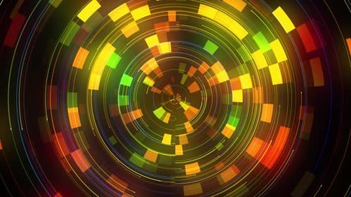 Technologie abstraite, capot, cercle, animation de lignes de données