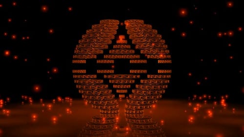 Fondo con partículas anaranjadas que caen, reflexión, renderizado 3D, exclusivo, estructura alámbrica de formas