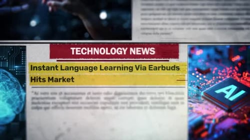 Instant Language Learning Via Earbuds Hits Market Newspaper Headline Titles