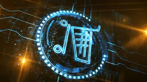 Shopping cart online retail symbol digital concept vertical loop