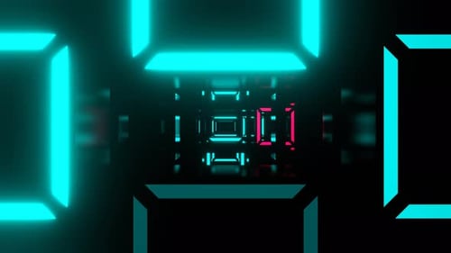 Turquoise And Pink Bright Flashing Strobe Square Tunnel Background Vj Loop In 4K