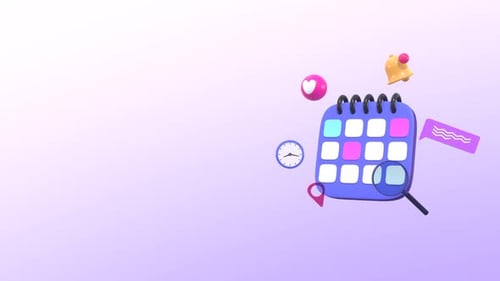 Animated 3D Calendar with Planner and Social Media Icons