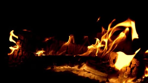 Burning Fire and Dancing Flames in Dark