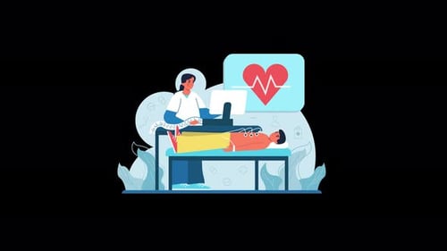 Healthcare professional monitoring a patient on a table