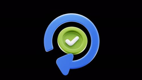 3D Refresh Loop with Checkmark Icon Animation