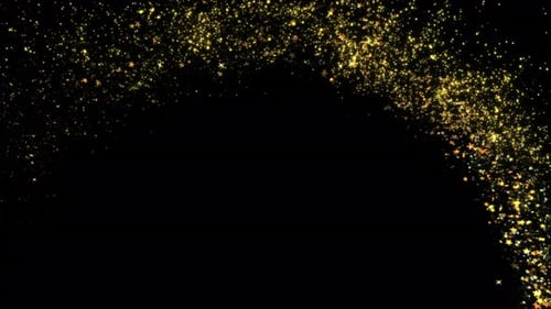 Gold Glittering Star Dust Circle Of Trail Sparkling Particles On Black