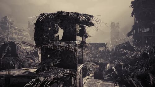 Abandoned Urban Landscape Overtaken By Lush Vegetation