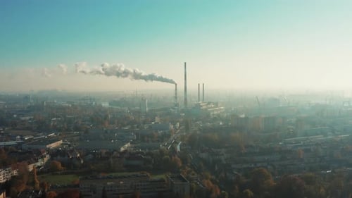 Drone Shot at a Power Plant That Generates Electricity and Useful Heat