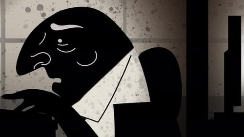 depressed office workers at computers in gray cubicles