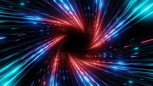 red blue sci-fi space spiral tunnel abstract background vj loop